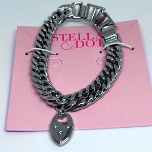 Stella & Dot Silver Heart Lock Bracelet - New in Box